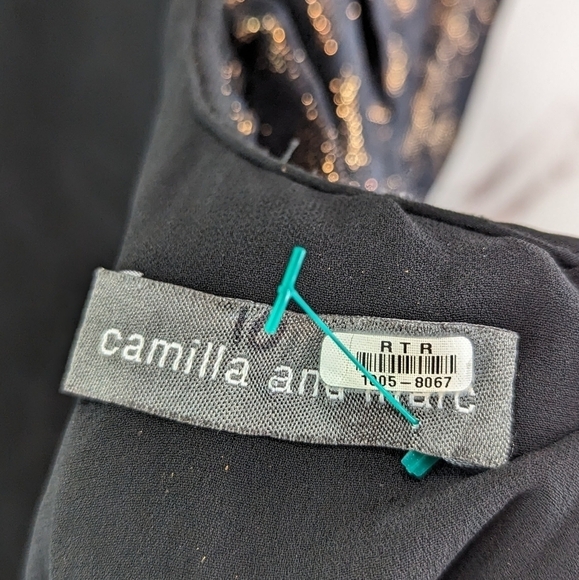 CAMILLA AND MARC Dress Womens 10 Scoop Back Ruffle Leopard Leon Frock Metallic - Picture 4 of 12